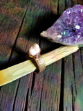 Human Tooth with Rough Diamond Ring size 10