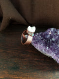 Human Tooth Ring with Welo Opal size 7