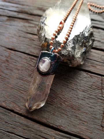 Quartz Crystal with Moonstone Pendant
