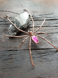 Orb Spider with Pink Rainbow Moonstone Coffin