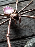 Orb Spider with Pink Rainbow Moonstone Coffin