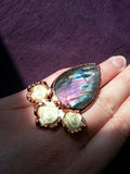 Labradorite and Rose Ring Size 6.5