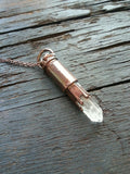 Rose and Crystal Bullet Casing Necklace