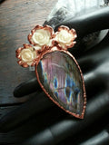 Labradorite and Rose Ring Size 6.5