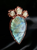 Labradorite and Rose Ring Size 6.5