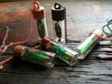 Jewel Beetle Glass Vial Necklace