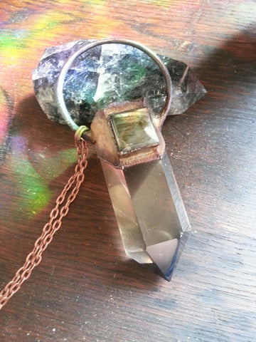 Smoky Citrine and Labradorite Pendant