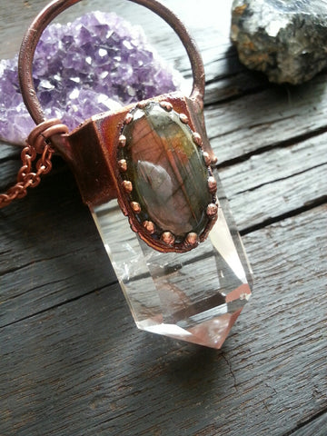 Clear Quartz and Labradorite Pendant