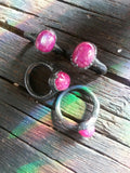 Pink Moonstone and Blackened Copper Ring