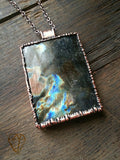 Labradorite Necklace with Tarot Card-The World